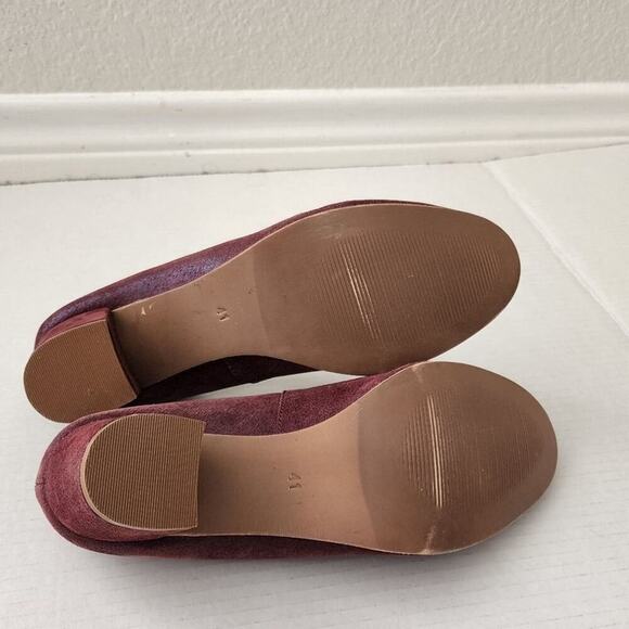 ENJOIYA Eleganza Maroon Block Heel Pointed Toe Pumps Heels Career Office Shoes - Picture 9 of 10